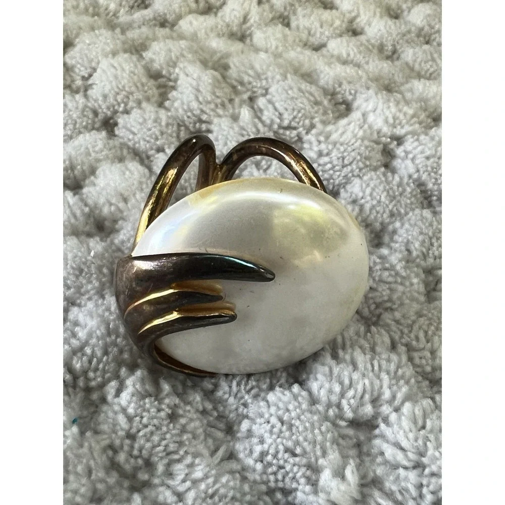 Vintage Pearl‎ Gold Scarf Ring